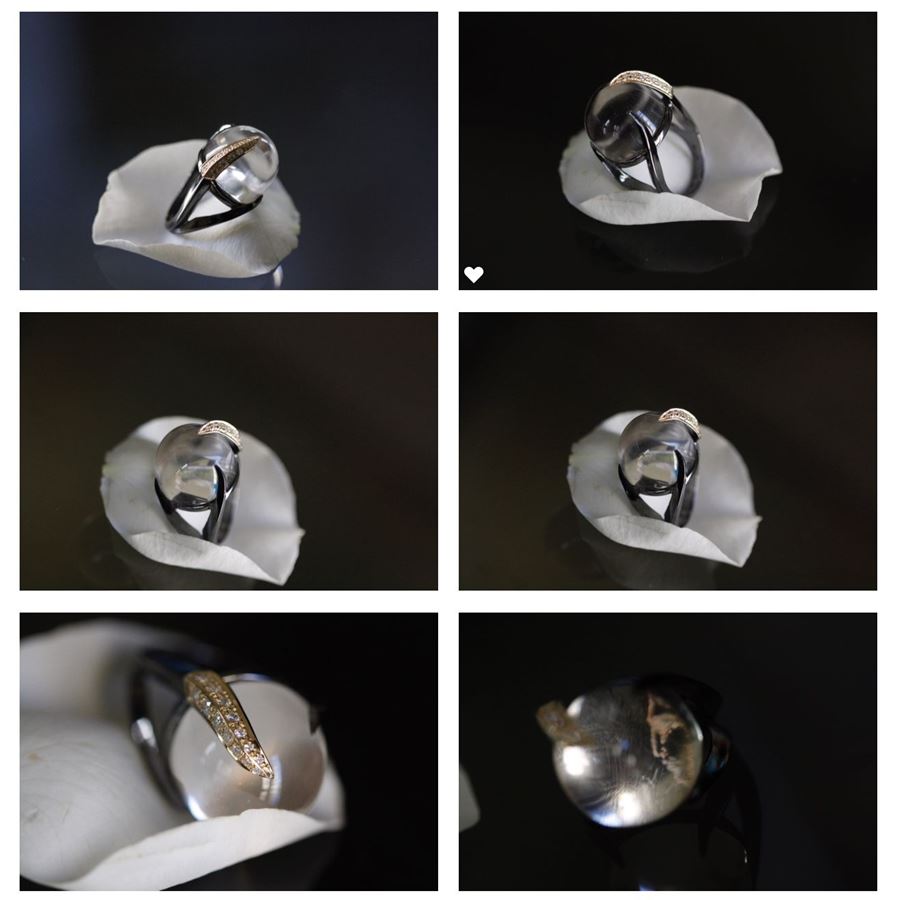 Anello 'Solis' con cristallo di rocca e pavè SOLIS | AN CABAGN RIP AU18G CT.0,24